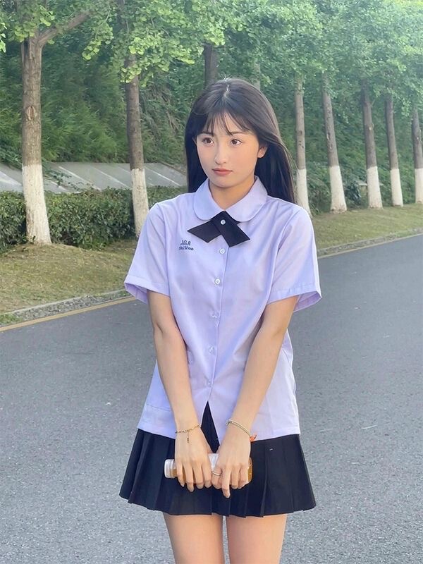 タイの学校制服 JK制服 タイ風シャツ 中学生クラス制服 サマースーツ カレッジスタイル JKシャツ 同型服|undefined