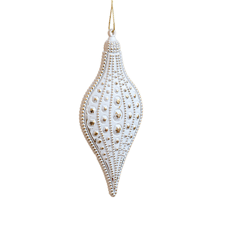 Nuevo colgante de plástico dorado blanco mate retro ligero de lujo copo de nieve árbol de Navidad decoración de ventana colgante