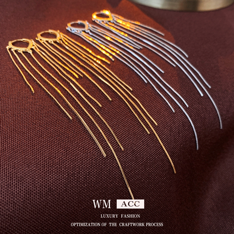 Oro real galvanizada gota de agua larga borla pendientes de moda de alto grado de metal simple estilo de luz pendientes de lujo