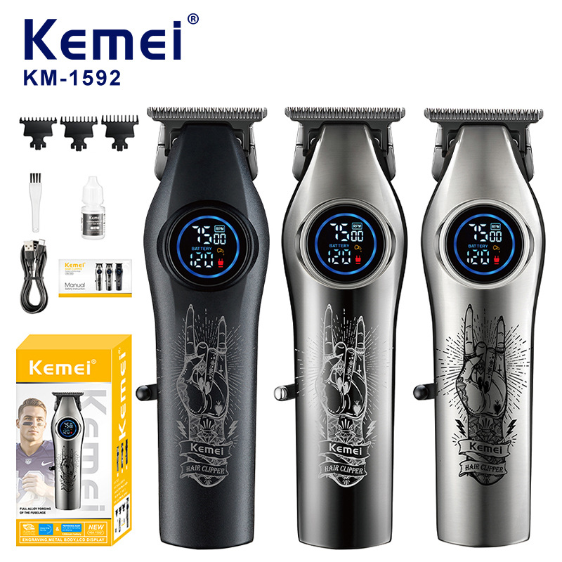 Kemei Kemei cortador de pelo profesional eléctrico doméstico KM - 1592, salón de peluquería, tallado, tijeras eléctricas, tijeras de afeitar metálicas