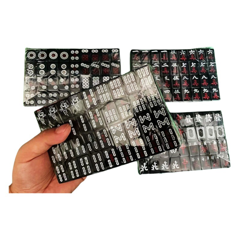 SOURCE Factory black mahjong enterprise gift personalized custom LOGO laser engraving mini travel mahjong brand
