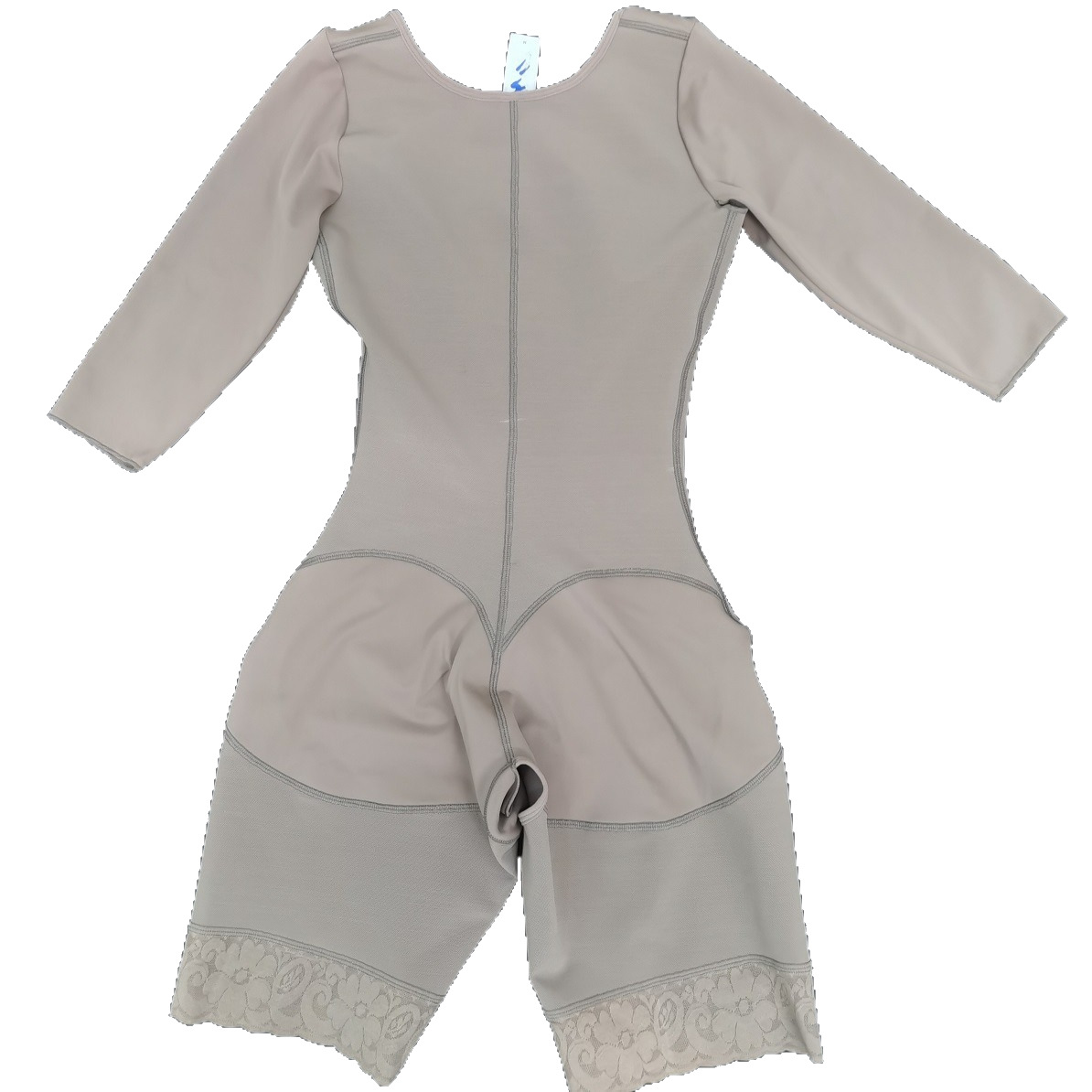 Body de manga larga de spandex y nailon transfronterizo con copas, tela reforzada postoperatoria y posparto para compresión postparto y postoperatoria.