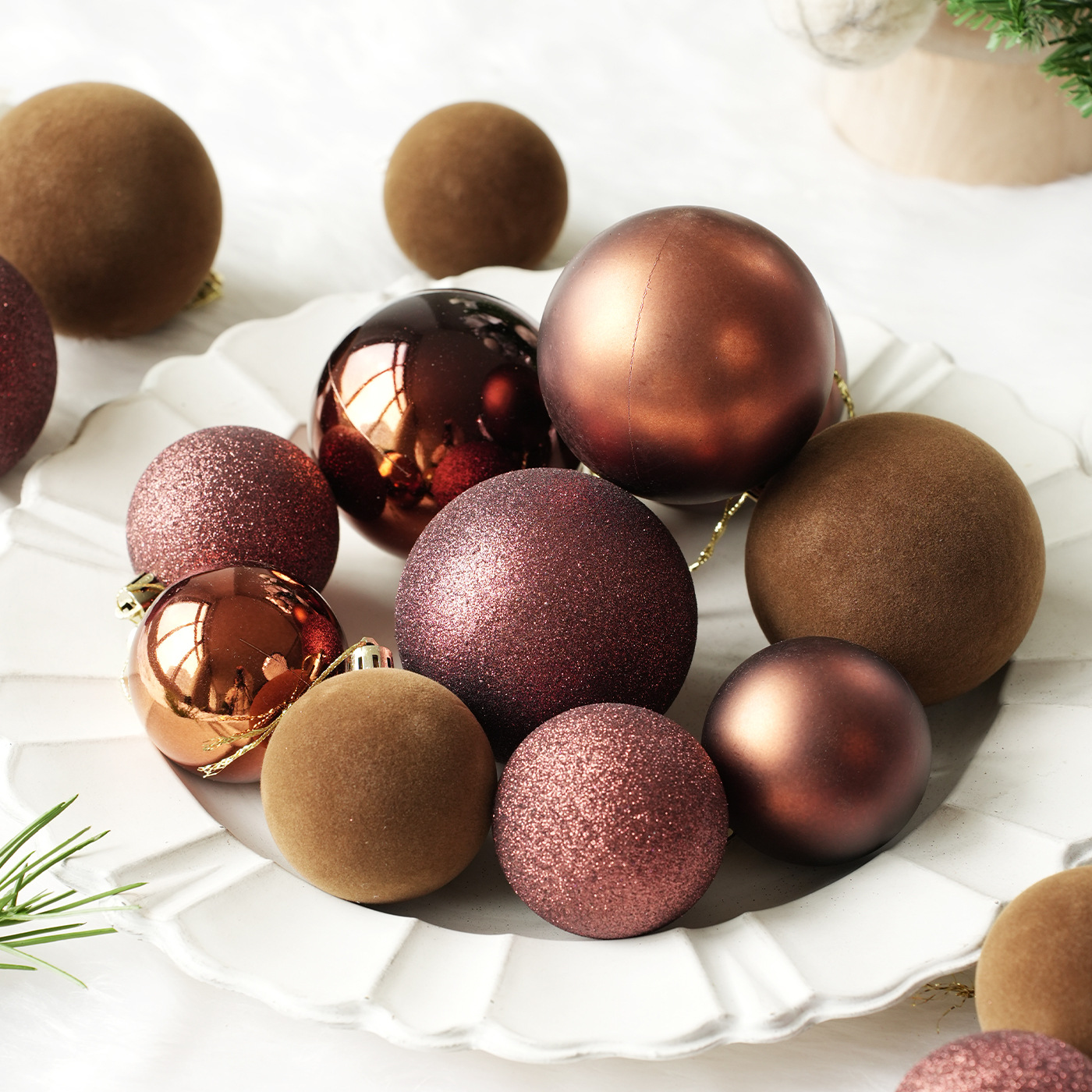 Transfronterizo 6CM / 8CM paquete de Navidad 24 bolas colgantes de Navidad decoración de árbol de Navidad colgante decoración de props