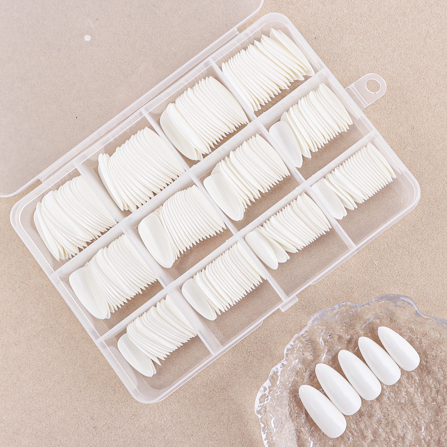 almond solid color fake nails for manicure