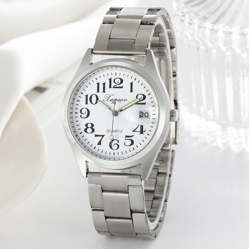 Cross-border new xapwv luminous single calendar watch casual fashion waterproof men's watch brand elastic steel band
