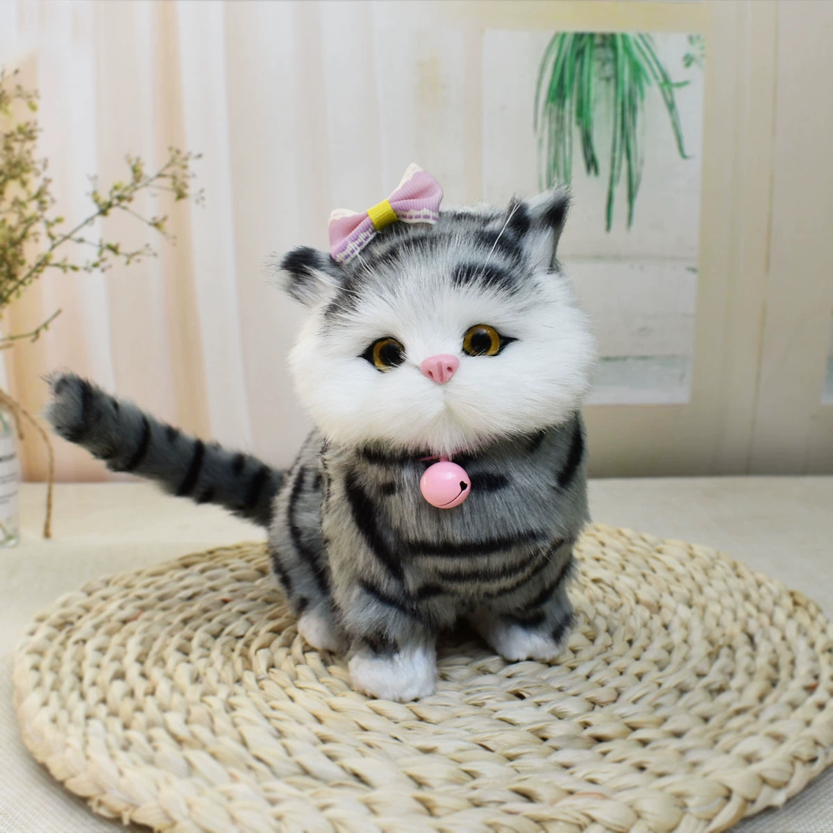 Реалистичная плюшевая кукла, игрушка, модель животного, минифигурка, кошка, подарок на день рождения
