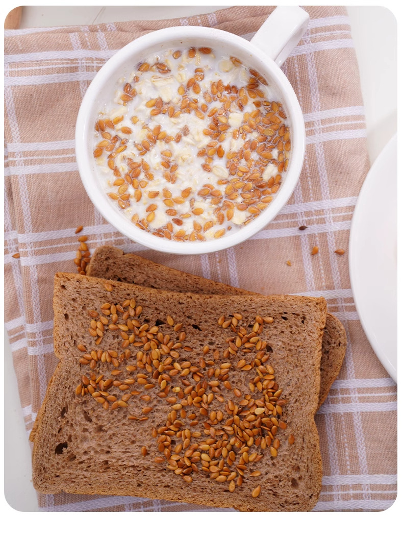 Natural Flaxseed Powder Ready to Eat Golden Linseed Meal Baking Supplement 170g Jar in use