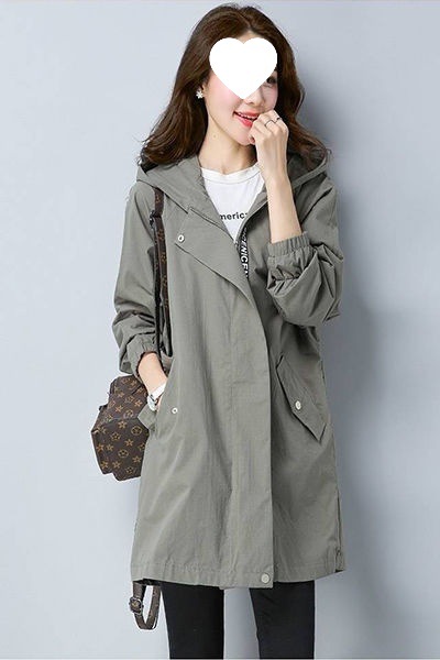 Plus Size Women's Spring & Fall Women's Fat mm Plus Fat Plus Fat Girl 100kg Slim Top Mid-Length Windbreaker Jacket