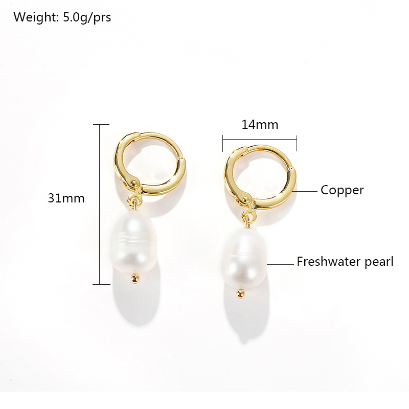 Retro Geometric Copper Pearl Drop Earrings 1 Pair display picture 1