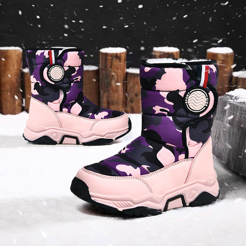 Children's Snow Boots Manufacturer Wholesale, Boys' Cotton Shoes, Big Kids' Fleece Lined Warm Winter Boots, Girls' Boots