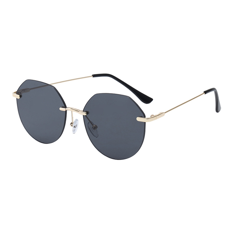 2020 nuevas gafas de sol sin marco para mujeres ins cara redonda Internet celebridad gafas de sol estrella Street shooting gafas moda gafas lisas