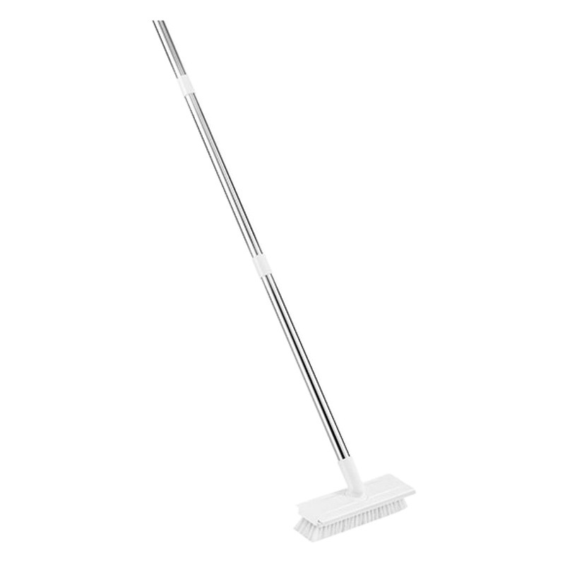 Household Dual-Purpose Floor Brush with Long Handle, Hard Bristles and Soft Scraper, Suitable for Cleaning Toilet, Bathroom, and Tile Gaps