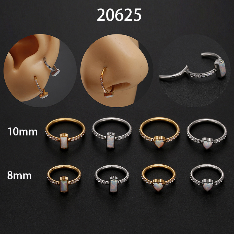 6g Weight 0.03µm-0.05µm Gold Plating Thickness PVD Coated Gold Plating Process 1 Piece Simple Style Heart Shape Stainless Steel Inlaid Zircon Nose Ring
