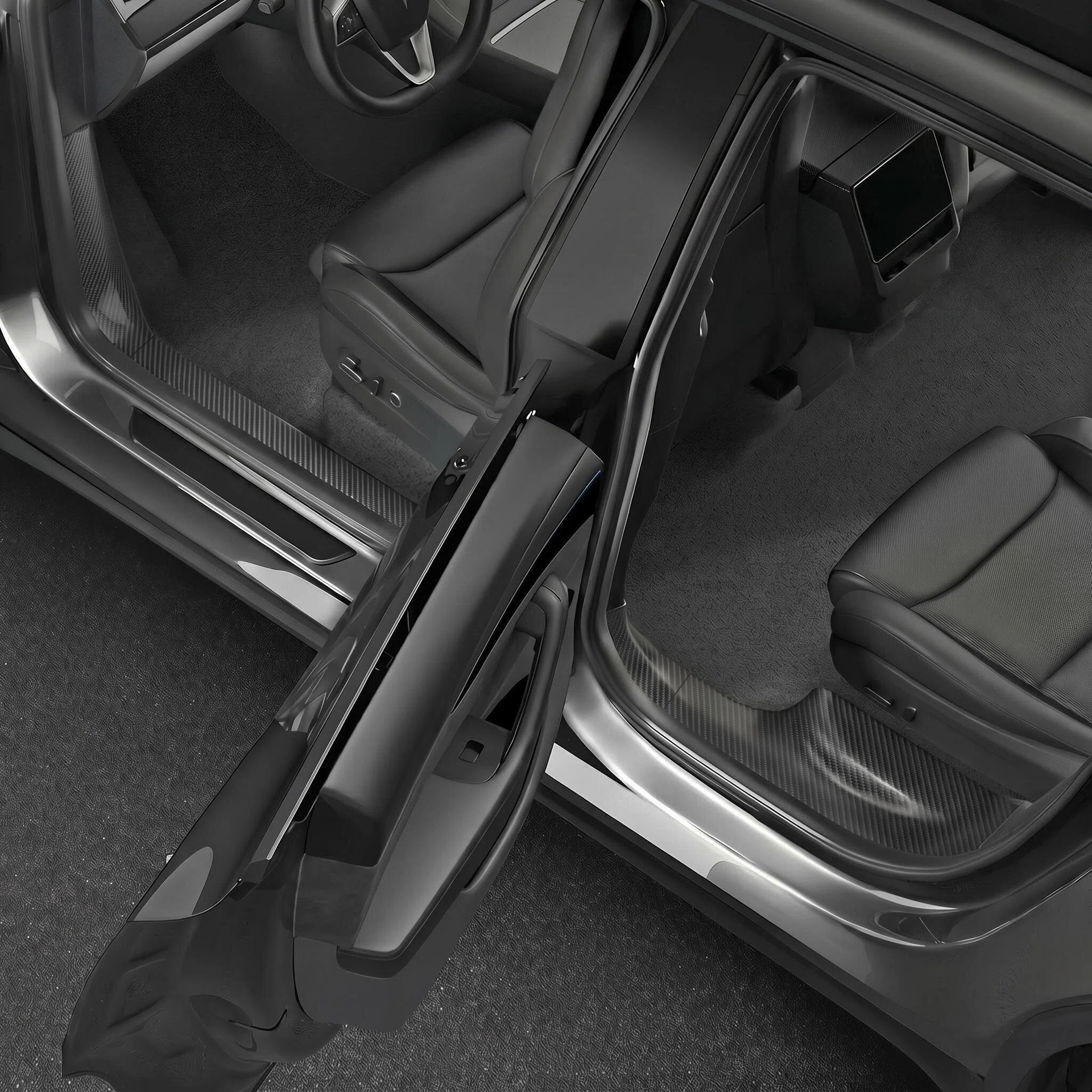 Suitable for Tesla Model Yl Six-Seater Built-In Threshold Strip Welcome Pedal Cross-Border New Product Tpe Interior Accessories