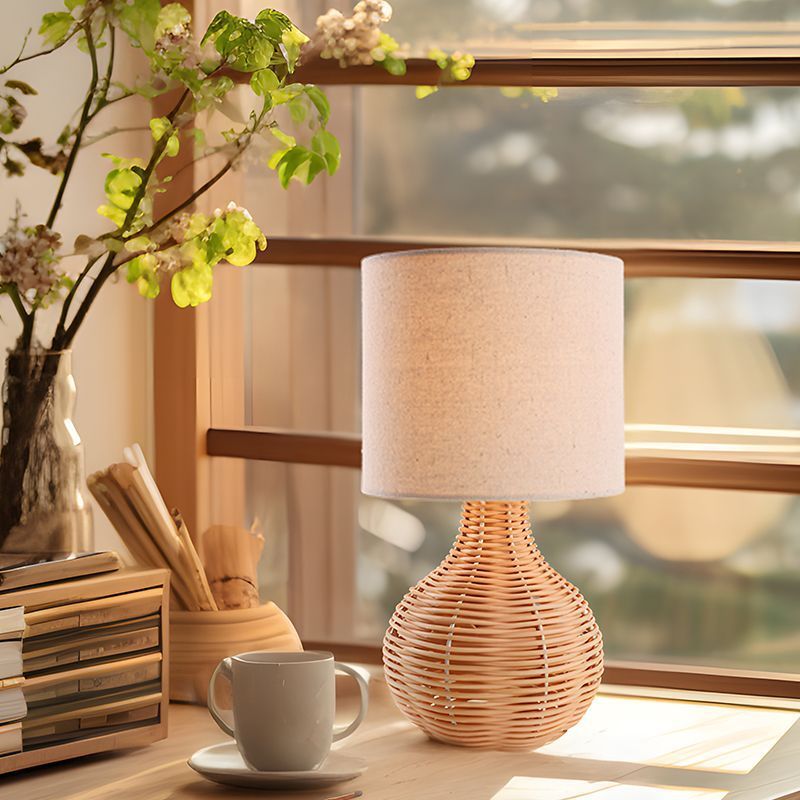 Lámparas de lino transfronterizas tejidas a mano lienzo silencioso lámpara de escritorio dormitorio sala de exposiciones decoración lámpara de escritorio al por mayor