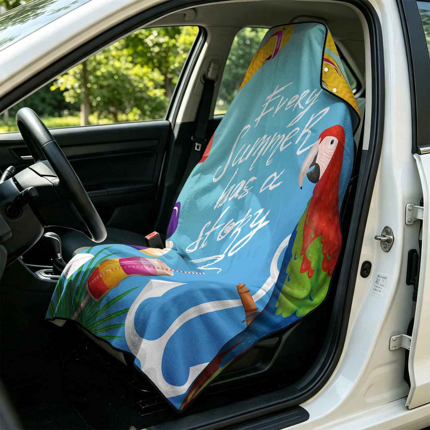 Summer bath towel and car seat cover 2-in-1, ultra-fine fiber outdoor beach and car dual-use universal seat cushion