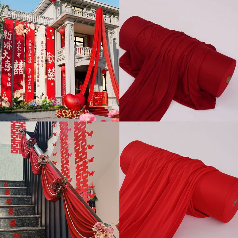 Wholesale Burgundy Red Wedding Stretch Milk Silk Ceiling Fabric Wedding Hotel Stage Scene Decorative Fabric