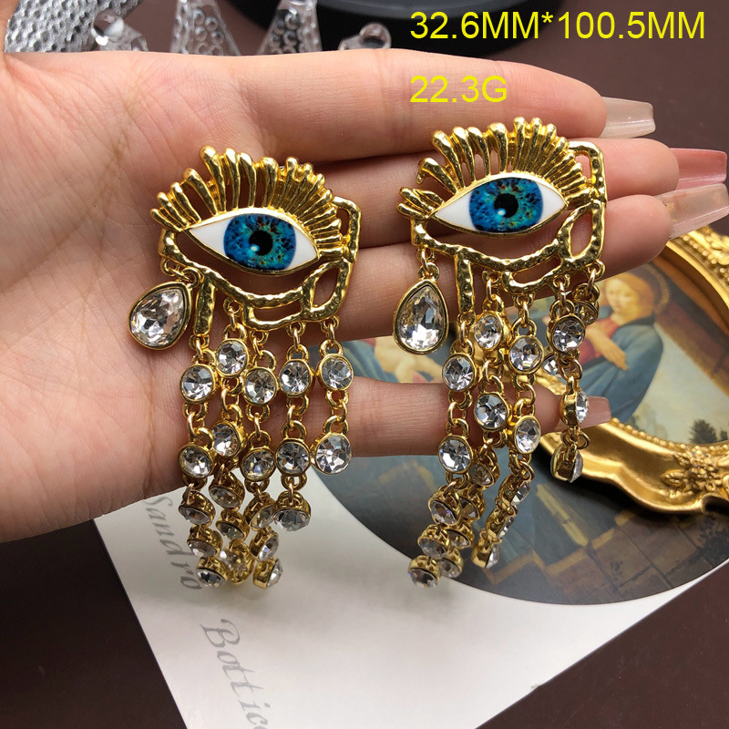 Devil'S Eye Pattern Women's Gender 1 Pair Elegant Retro Devil's Eye Plating Inlay Alloy Zircon Drop Earrings