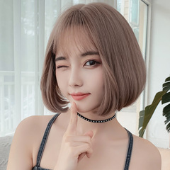 New wave bob wig for women, air bangs, realistic and natural, face-shaping short wig cap, fluffy and curly.