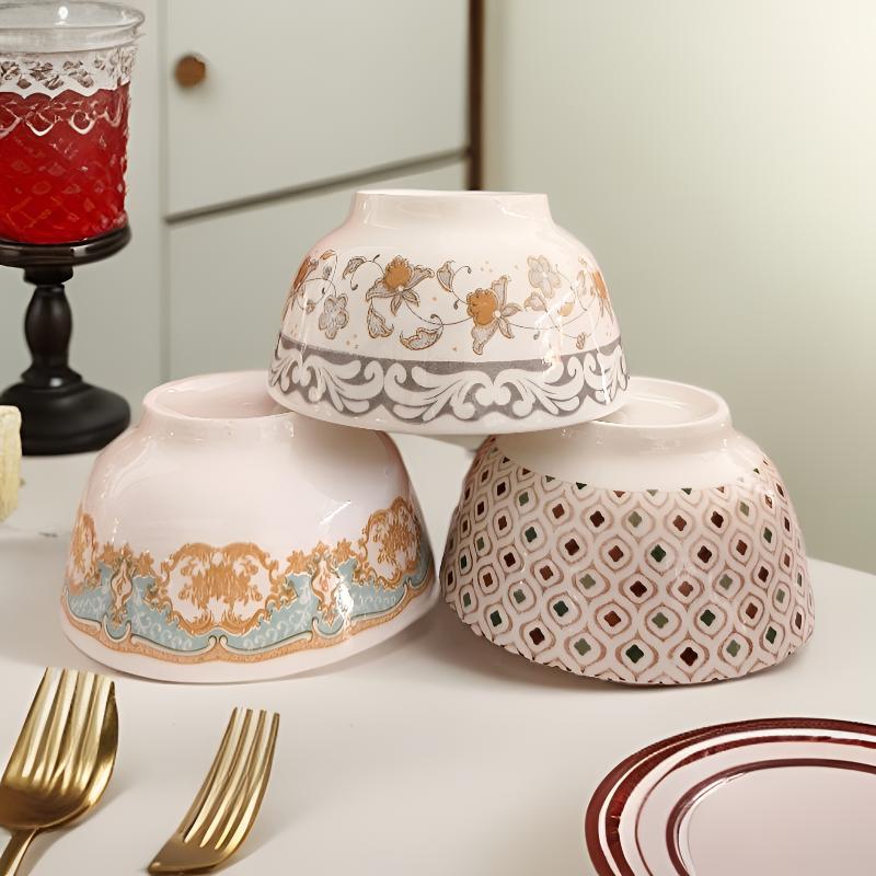 Tazón de arroz de cerámica de 5 pulgadas para el hogar tazón de ensalada de tazón de piedra de lluvia creativa de alta apariencia Hot ins comer tazón