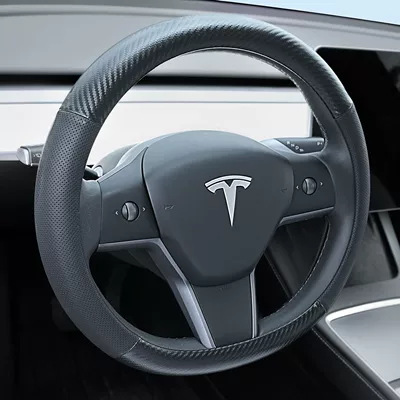 Non-Slip Breathable All-Season Universal – Steering wheel cover - tesla-carbon-fiber-black-trim-38