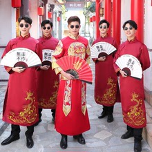 伴郎服中式結婚禮服兄弟團夏季接親服裝男中國風長袍大褂唐裝馬褂