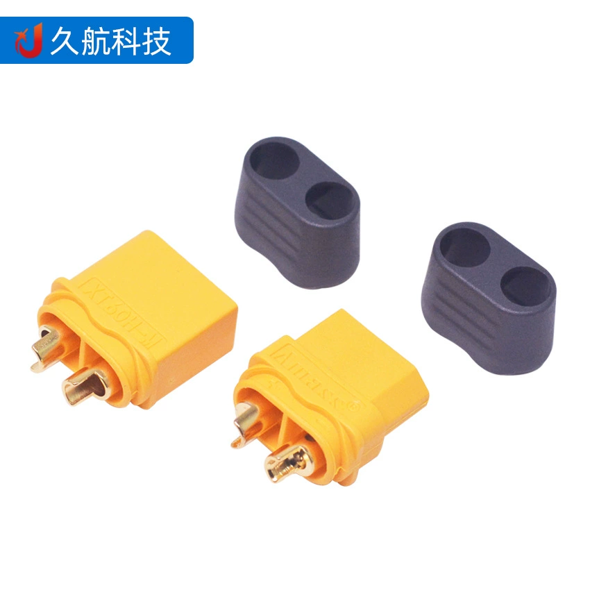 [现货批发艾迈斯Amass XT60H 铜镀金带护套接线端子航空插头连接器]
