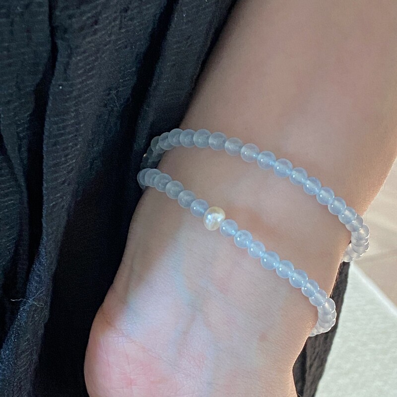 気質最適化海藍宝藍玉髄天然真珠二重手串百合は清新気質手飾り女をかぶっている|undefined