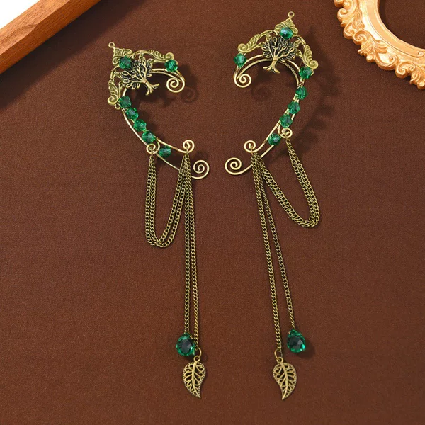 New cross-border European and American popular style non-pierced ear clip long tassel handmade cuff earrings for women, foreign trade earrings