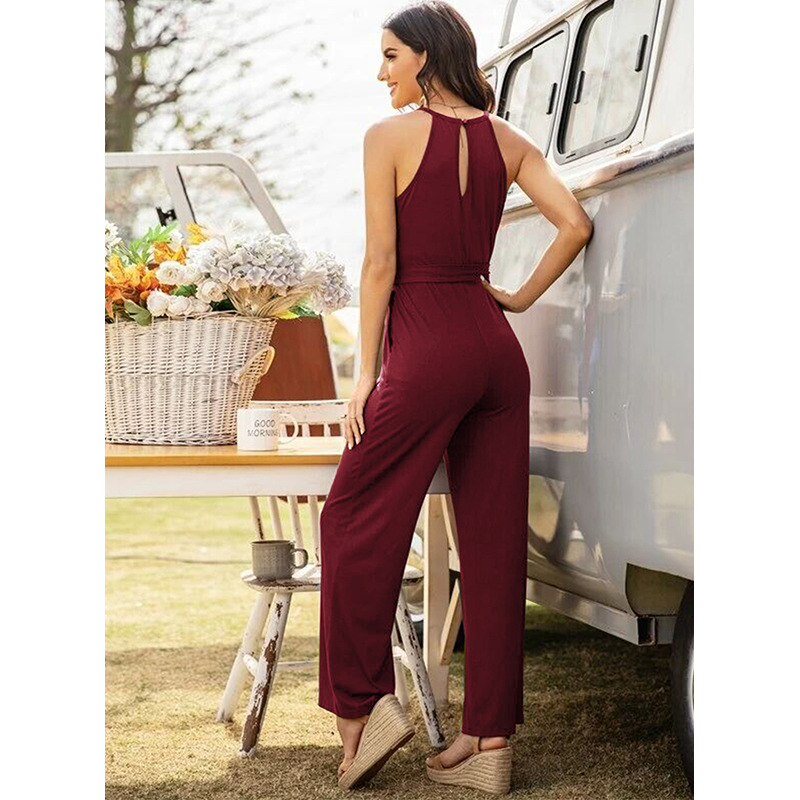 solid color halter jumpsuit NSSA50972