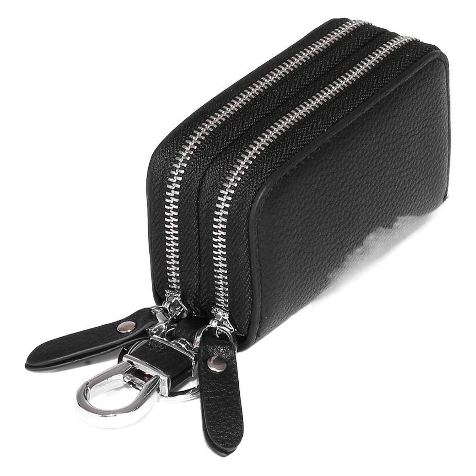 Double Layer Car Key Bag Men's Genuine Leather New Cowhide Large Capacity Simple Storage Home Lock Key Bag Women's Universal