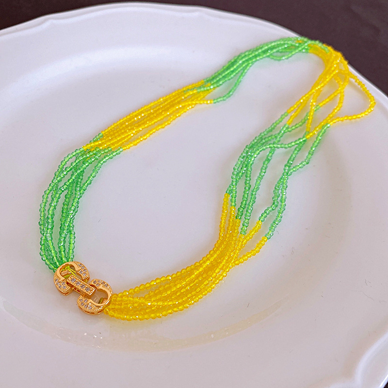 Cuentas de arroz de dopamina perla collar de cuentas cilíndricas temperamento de moda nicho Cadena de clavícula personalidad collar de todo fósforo para las mujeres