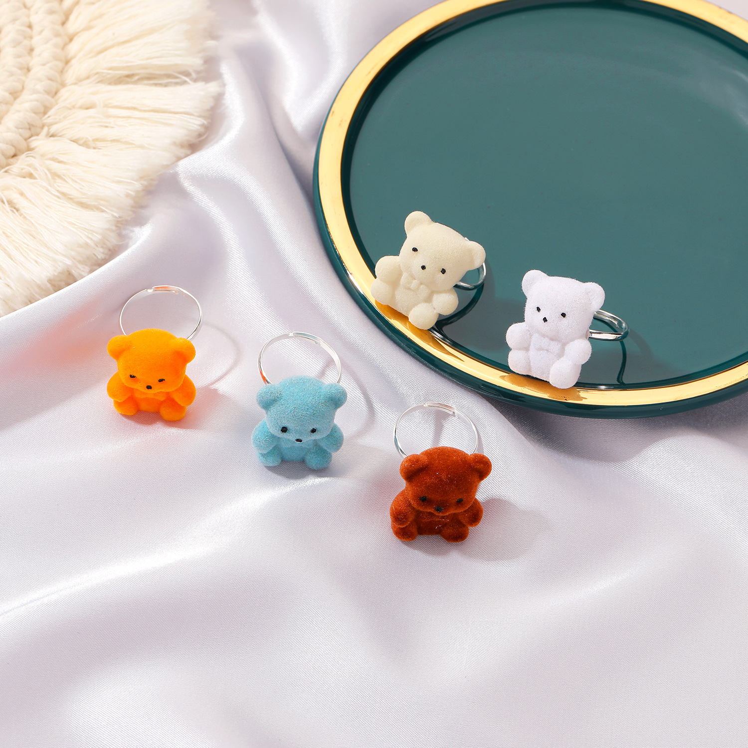 Korean Cute Plush Bear Ring display picture 5