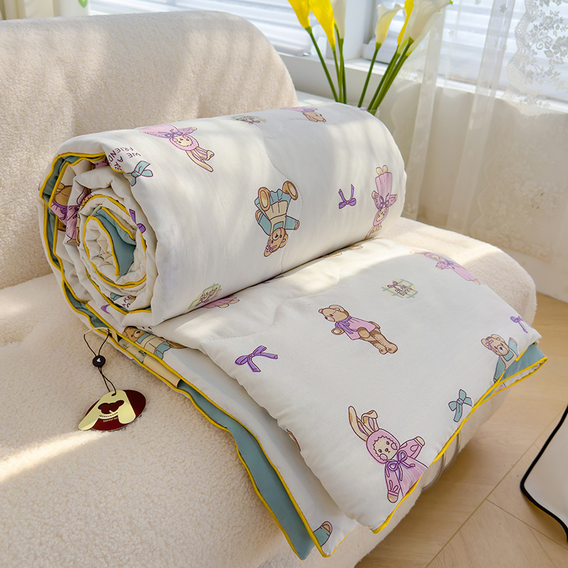 Nuevo edredón fresco de verano, edredón de aire acondicionado, dormitorio individual y doble para niños de verano, edredón fino de fibra de soja lavable a máquina
