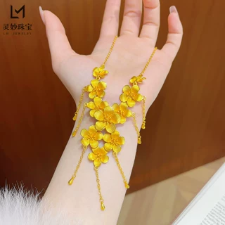 直播同款沙金拉丝繁花似锦流苏水滴项链订婚三金婚嫁锁骨链送女友