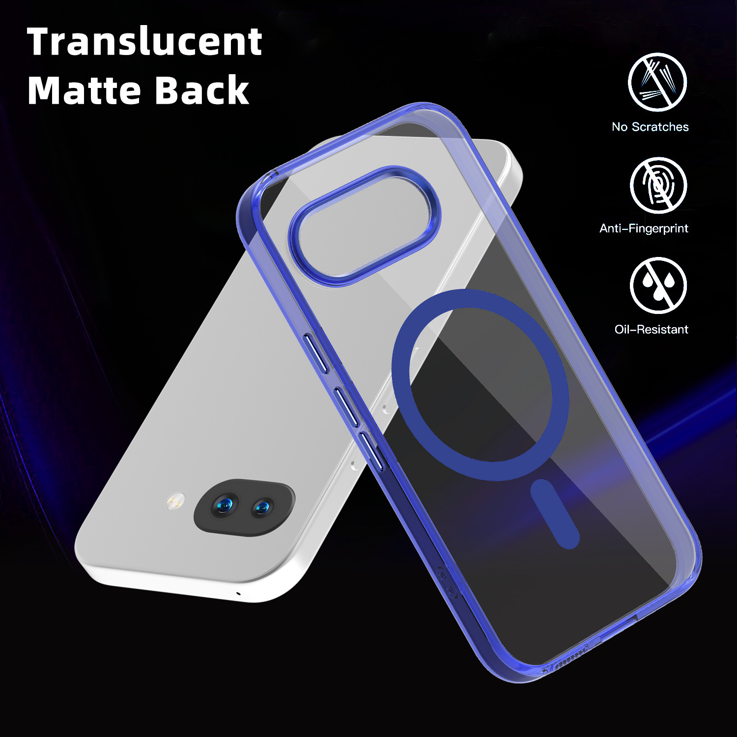 Funda magnética de color hielo para Google Pixel 9A, compatible con carga, semitransparente, anticaída, para comercio exterior
