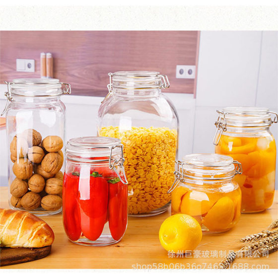 Snap Sealed Jar Transparent Grain Glass Storage Jar Kitchen Food Jar Le Buckle Sealed Jar Pericarpian Jar