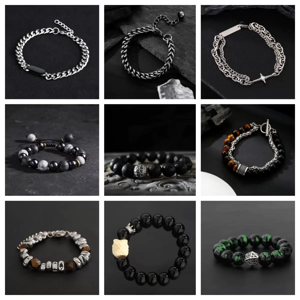 手链男钛钢不掉色高级感百搭嘻哈爆款首饰女简约个性复古配饰饰品