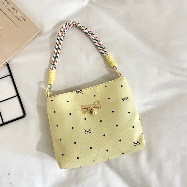 2026 New Women's Bag Korean Style Polka Dot Bow New Pleated Underarm Bag Ins Fashion Versatile Handbag