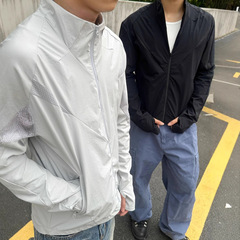 EMEメンズ日焼け止め服軽量薄手スタンドカラーカジュアルランニングスポーツアウトドアメッシュ原糸日焼け止め服