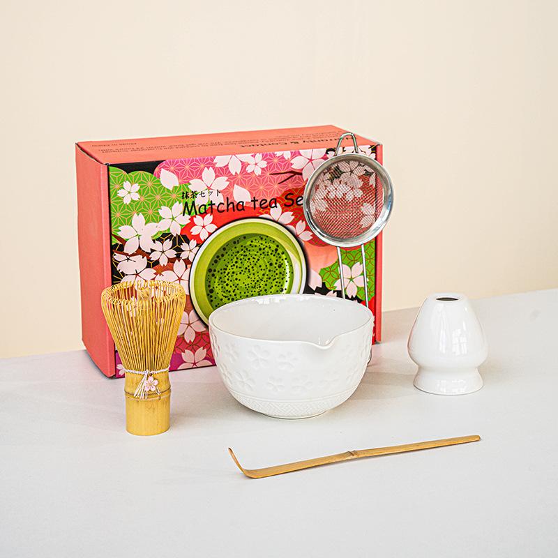 FJT 사쿠라 광구그릇 화이트 5종세트(사쿠라박스 그린무늬)