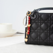 欧美跨境新款小香风配饰 合金链条仿珍珠串珠手机包包挂件 钥匙扣