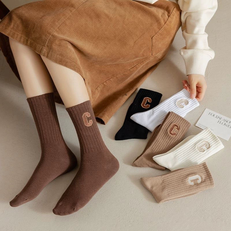 Белые спортивные летние knee socks для учеников начальной школы, буква C, оптовая продажа, середина длины