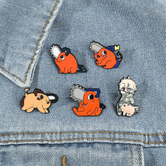 Electric Boy Brooch Anime Merchandise: Pochita & Denji Enamel Pin, Metal Badge—Perfect for Backpacks, Clothing, and Accessories