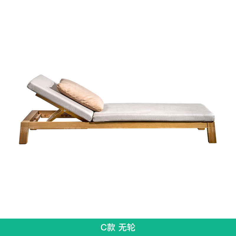 TECA al aire libre tumbado cama de ocio individual reclinable impermeable a prueba de sol piscina reclinable sofá cama de madera maciza muebles de patio image 9
