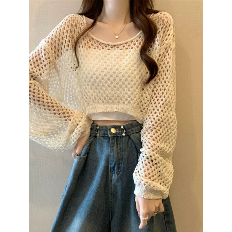 Короткая блузка с вырезом для женщин, весна-лето 2025, новый высококачественный дизайн, маленькая футболка с длинным рукавом, трикотаж