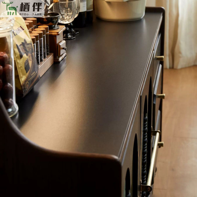 French Retro Solid Wood Sideboard Living Room Cabinet Home Kitchen Storage Cabinet Integrated Medieval Wall Storage Cabinet