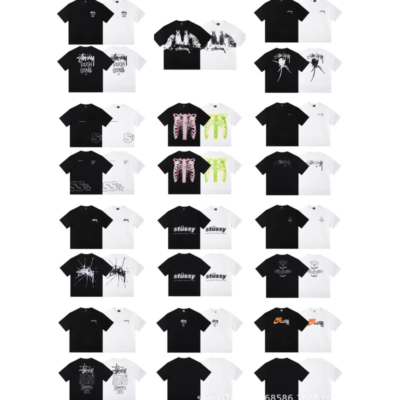 Cross-Border Spring and Summer New Style Stu Stussy Full Label Casual Versatile Pure Cotton Loose Round Neck Short-Sleeve T-Shirt for Men and Women
