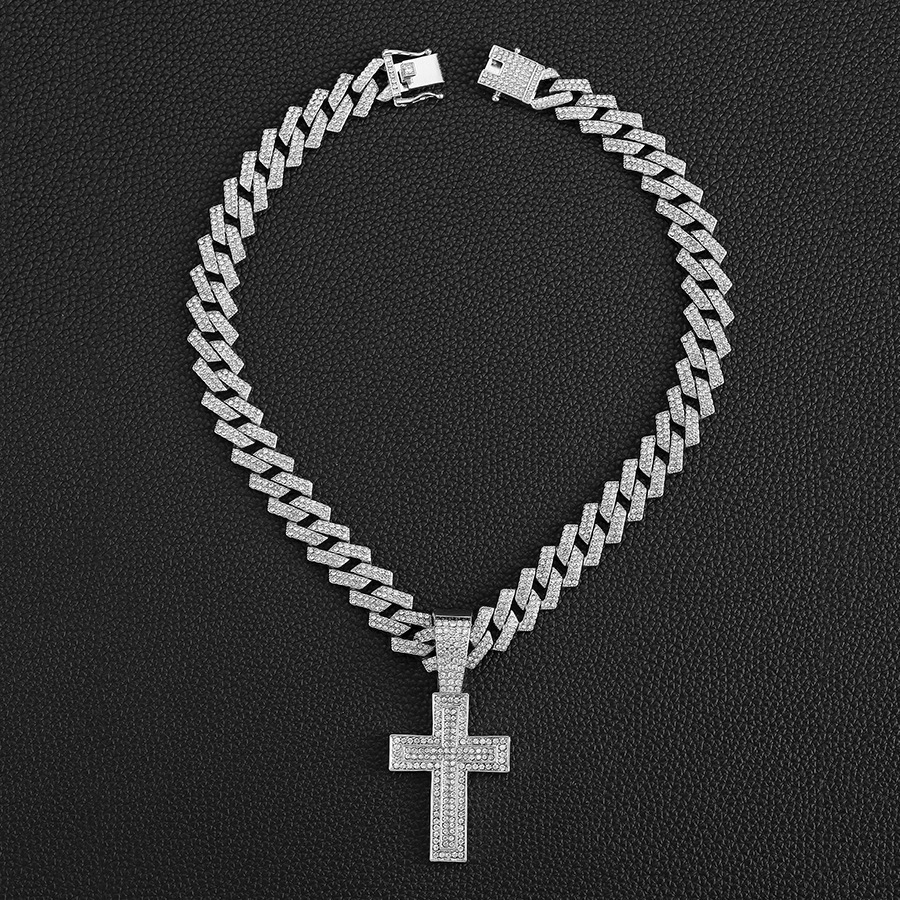 Pendant Necklace, Necklace Pendant Classification IG Style Religion Cross Alloy Inlay Rhinestones Unisex Pendant Necklace Necklace Pendant Men Pendant Necklaces