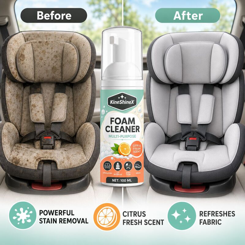 KineShineX Home and Car Foam Cleaner with Fresh Citrus Scent, Suitable for Fabric Seats, Child-Safe KineShineX Home and Car Foam Cleaner with Fresh Citrus Scent, Suitable for Fabric Seats, Child-Safe